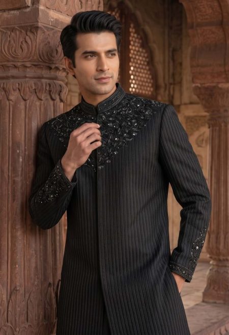 Stylish Black Embroidered Sherwani Black Embroidered Sherwani Stylish Black Embroidered Sherwani Black Embroidered Sherwani