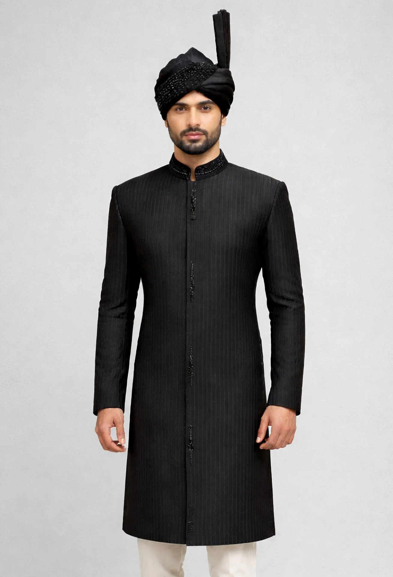 Embellished Black Beaded Sherwani Embellished Black Beaded Sherwani