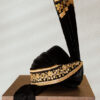 Luxurious Black Velvet Turban with Golden Beadwork