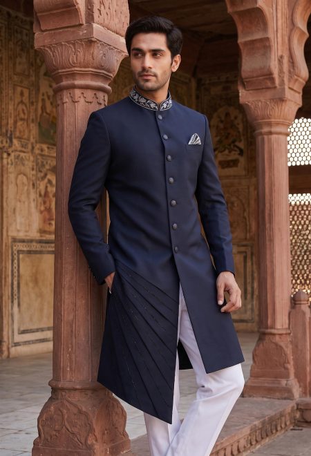 Custom Navy Blue Sherwani For Men Navy Blue Sherwani Custom Navy Blue Sherwani for Men Navy Blue Sherwani