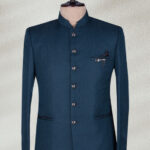 Teal Prince Coat with Silver Brooch