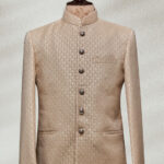 Traditional Beige Prince Coat with Luxe Fabric