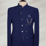 Navy Prince Coat with Pocket Chain