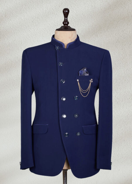 Navy Prince Coat with Pocket Chain