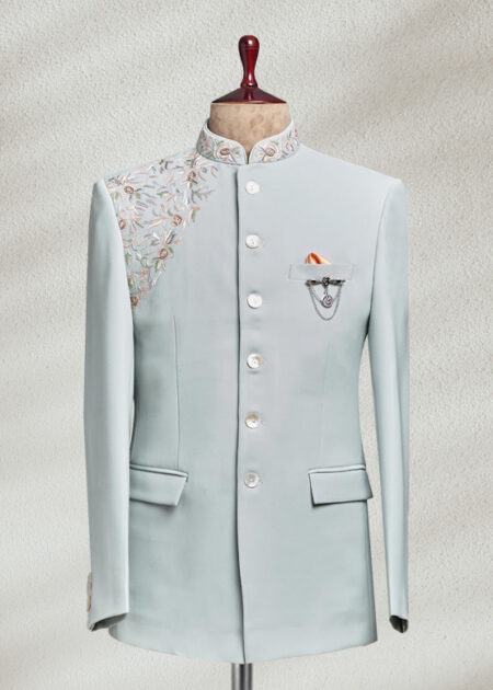 Sea Green Prince Jacket with Embroidered