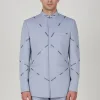 Light Grey Prince Coat with Arrow Motif Teal Blue Prince Coat