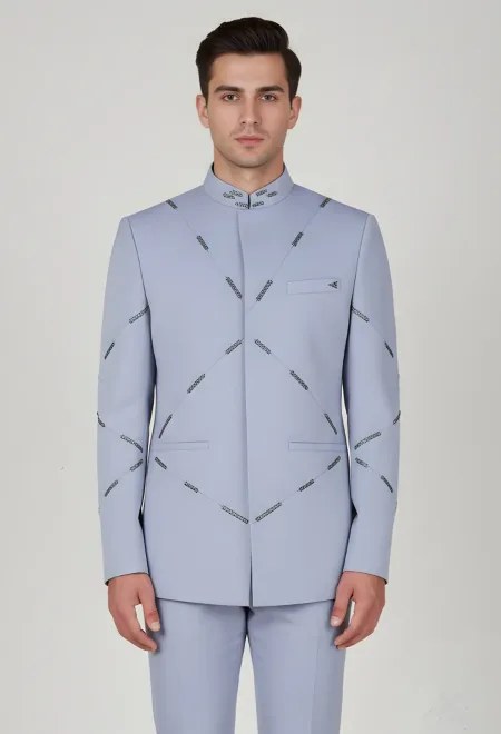 Light Grey Prince Coat with Arrow Motif