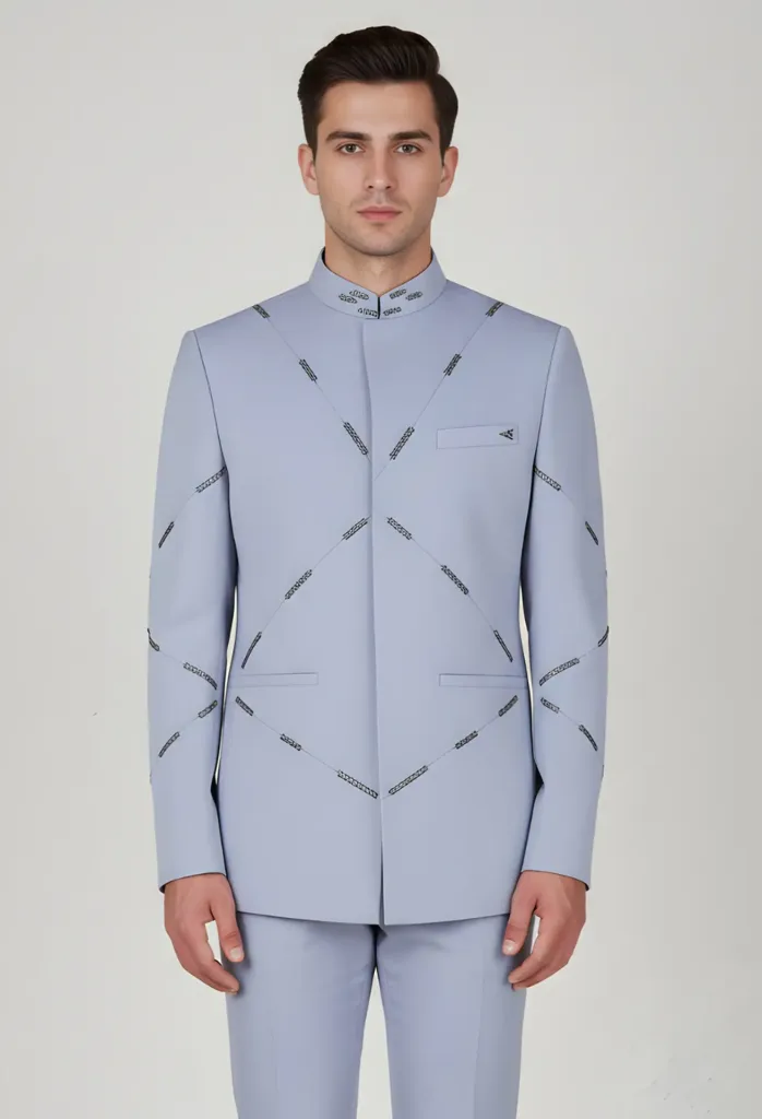 Light Grey Prince Coat with Arrow Motif