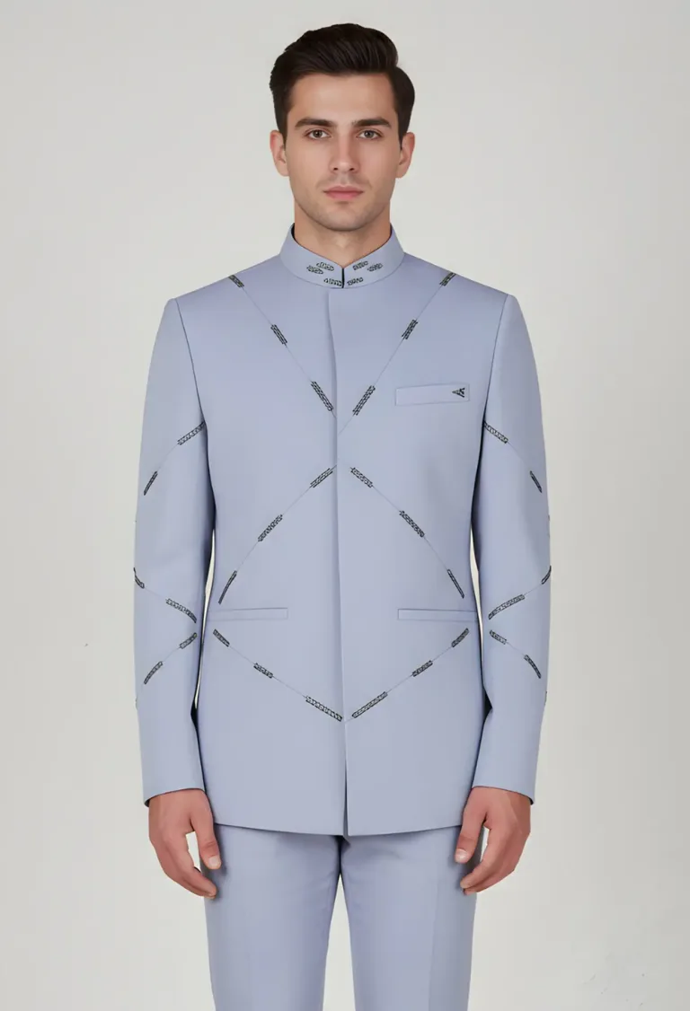 Light Grey Prince Coat with Arrow Motif