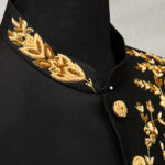 Black Sherwani with Gold Embroidery