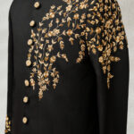 Black Sherwani with Gold Embroidery