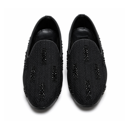 Handmade Stylish Black Embroidered Loafer Charcoal Black Khussa