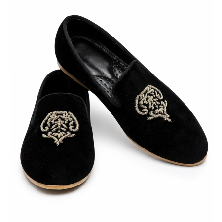 Handmade Black Velvet Loafer
