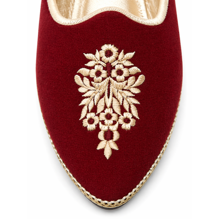 Handmade Red Khussa with Golden Embroiderey Red Khussa