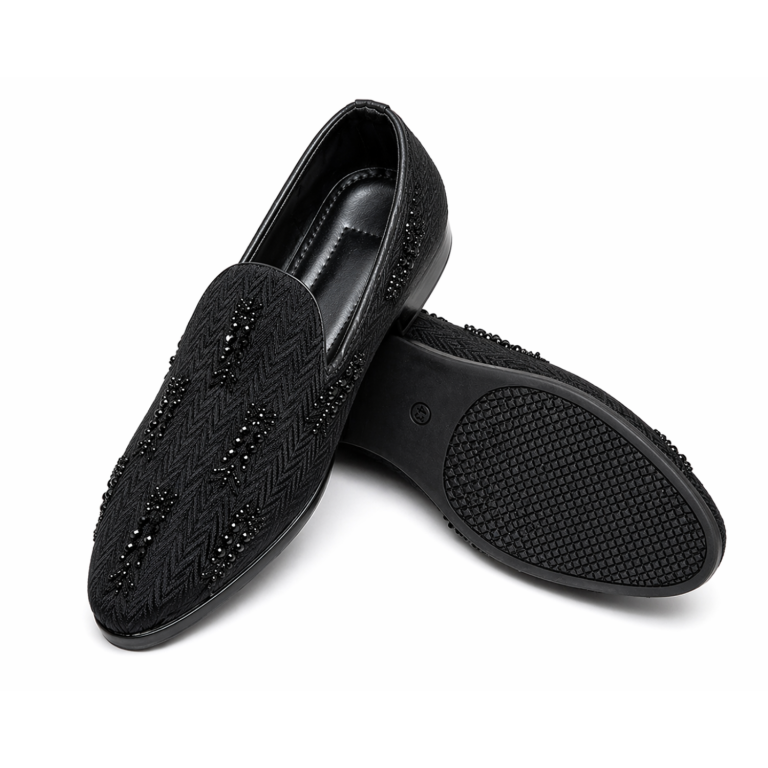 Handmade Stylish Black Embroidered Loafer