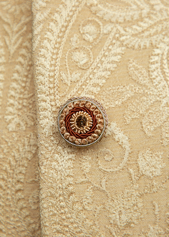 Golden Texture Embroidered Sherwani