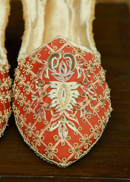 Hand-Embroidered Orange Khussa