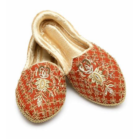 Handmade Embroidered Orange Khussa Orange Khussa