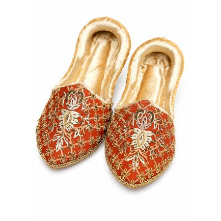 Handmade Embroidered Orange Khussa Orange Khussa