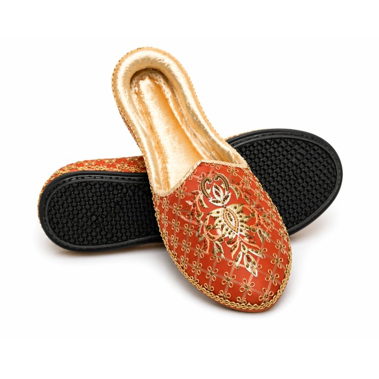 Handmade Embroidered Orange Khussa