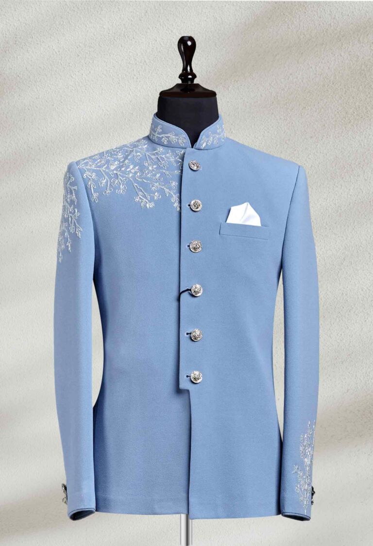 Sky Blue Embroidered Prince Coat Sky Blue Prince Coat