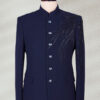 Ink Blue Prince Coat with Intricate Embroidery