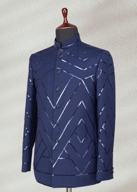 Denim Blue color with Foil embroidery