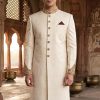 Ivory Sherwani with Embellished Collar