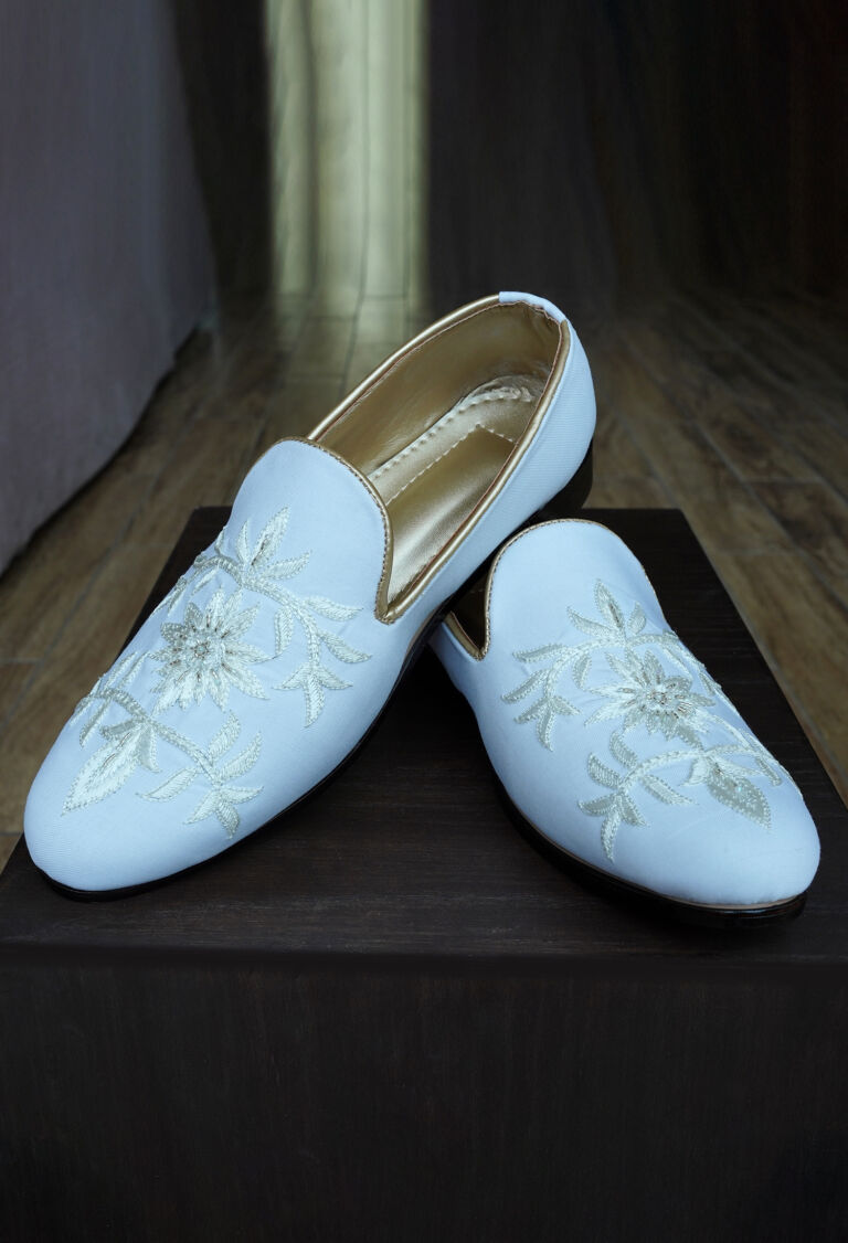 White Loafer with Off-White Embroidery