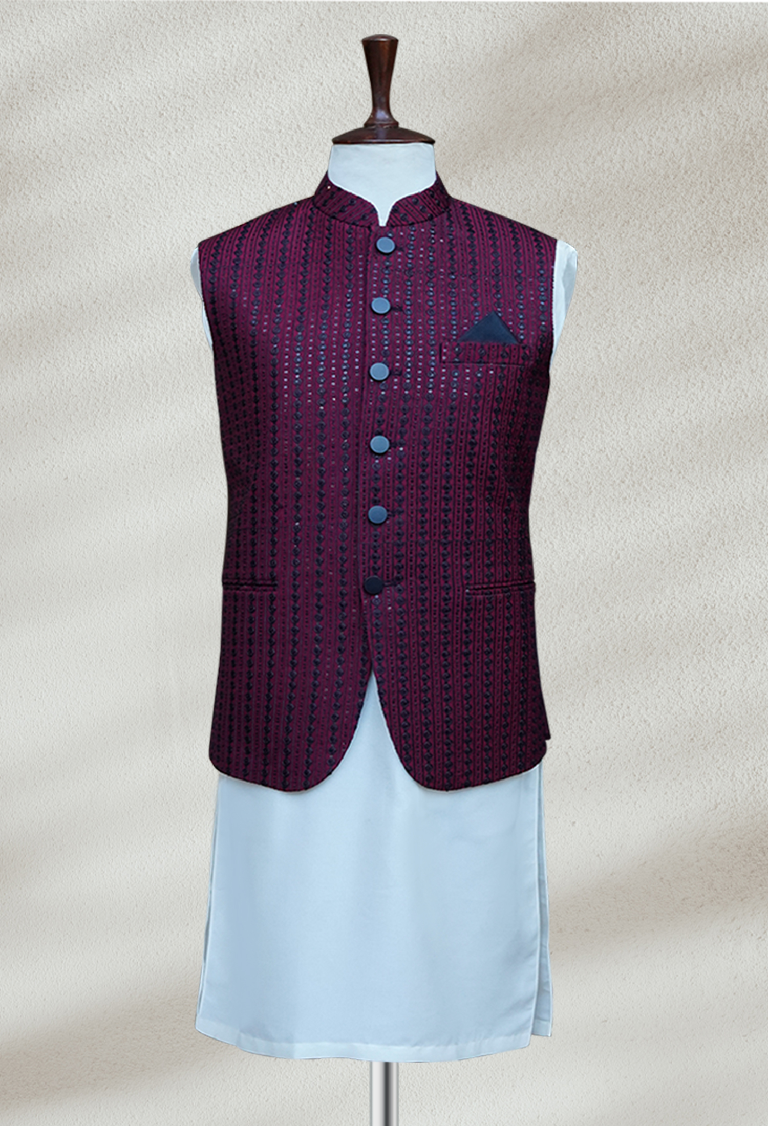 Embroidered Fabrics Maroon Waistcoat