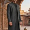 Black Striped Pattern Sherwani