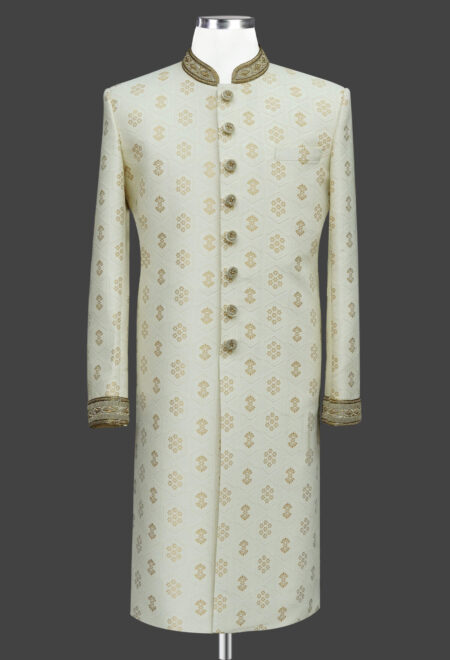 Classic Ivory Sherwani with Golden Embroidery