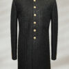 Classic Black Sherwani with Golden Button Detailing Classic Ivory Sherwani with Golden Embroidery