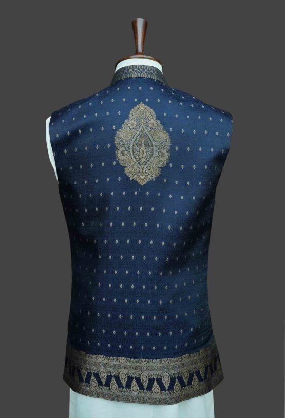 Classic Blue and Gold Patterned Waistcoat