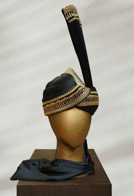 Black Turban with Golden Embellishments