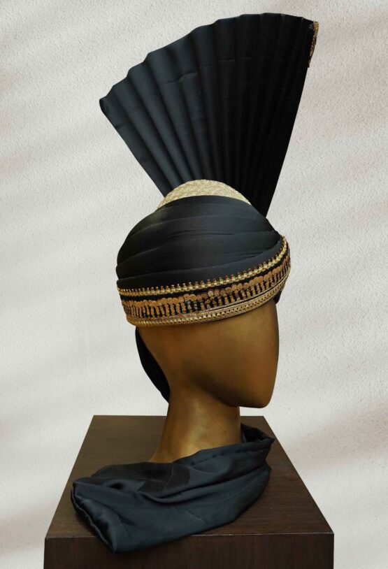 Black Turban with Golden Embellishments