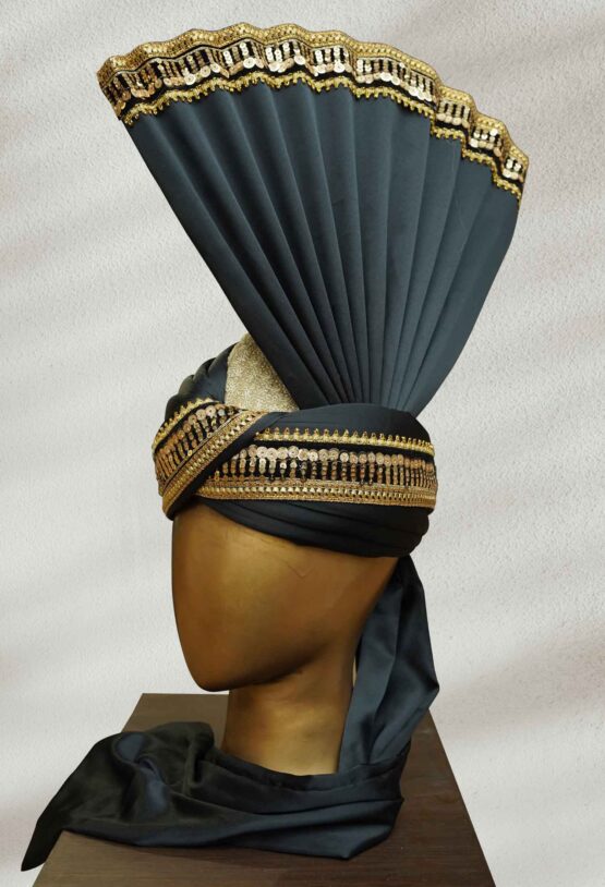 Black Turban with Golden Embellishments