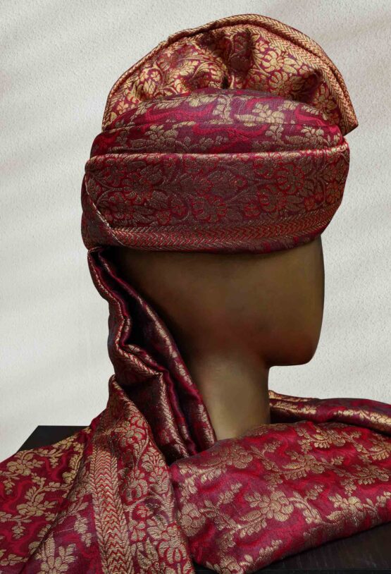 Classic Red and Gold Brocade Turban