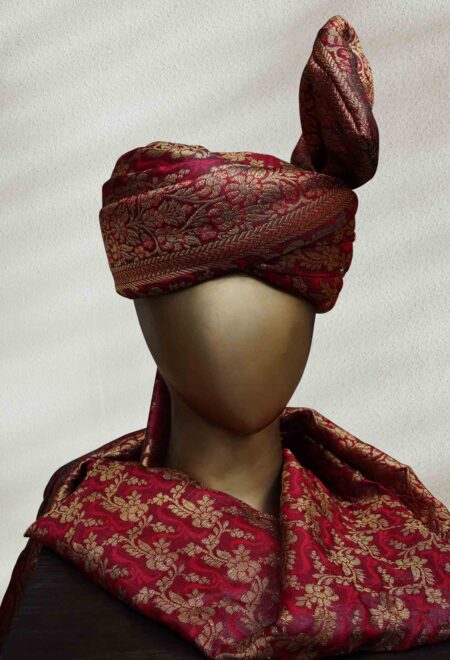 Classic Red and Gold Brocade Turban