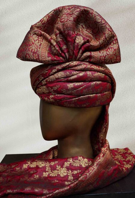 Classic Red and Gold Brocade Turban