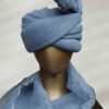 Classic Blue Grid-Patterned Turban