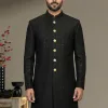 Classic Black Sherwani with Golden Button Detailing