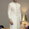 Ivory Sherwani with Golden Embroidery