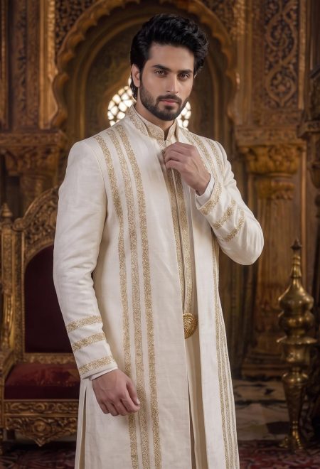 Luxury White Open Front Sherwani White Open Front Sherwani Luxury White Open Front Sherwani White Open Front Sherwani