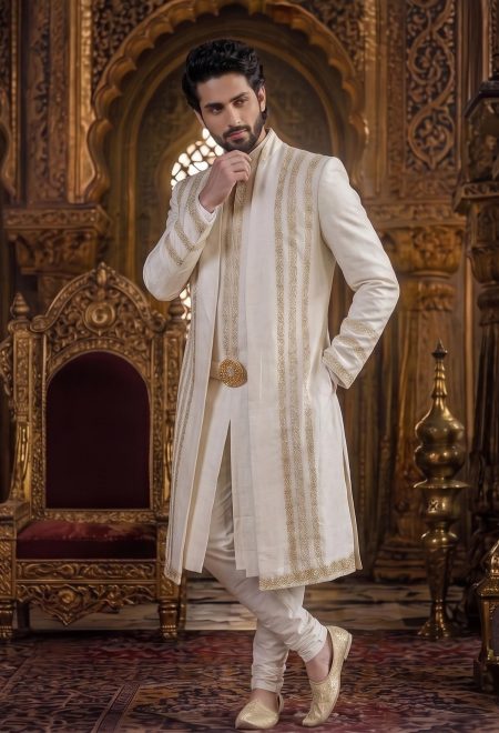Luxury White Open Front Sherwani White Open Front Sherwani Luxury White Open Front Sherwani White Open Front Sherwani