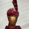 Maroon Turban with Golden Embroidery