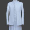 White Textured Prince Coat Majestic Black Embroidered Prince Coat