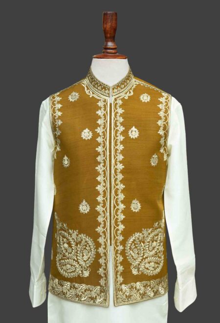 Golden-Brown Embroidered Waistcoat