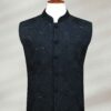 Classic Black Waistcoat with Subtle Embroidery Classic Blue and Gold Patterned Waistcoat