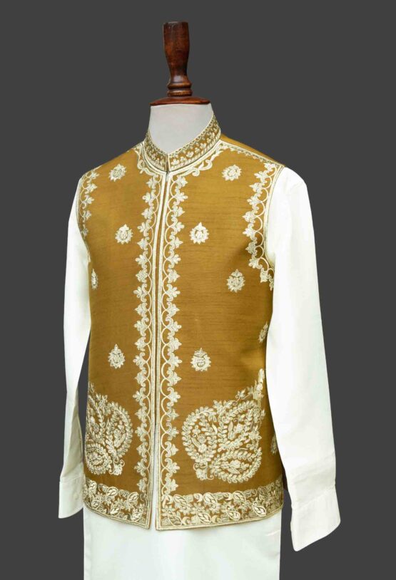 Golden-Brown Embroidered Waistcoat